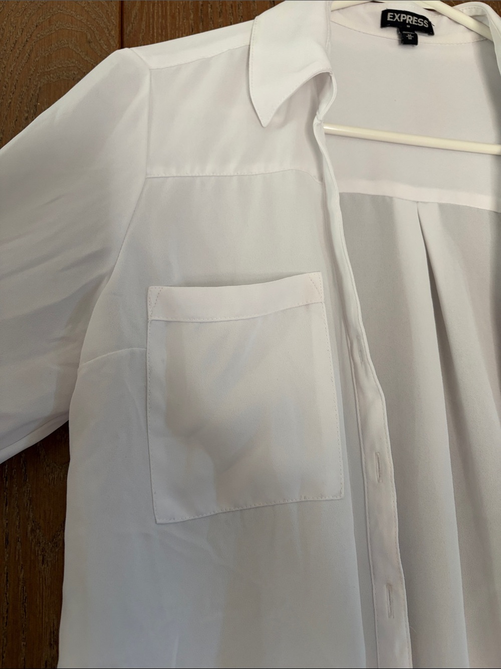 Express White Semi-Sheer Button-Front Blouse - Picture 5 of 10